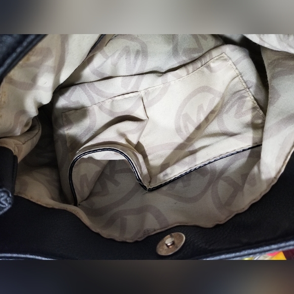 Michael Kors Black Pebbled Leather Hobo Shoulder Bag with Goldtone Logo - Picture 13 of 14